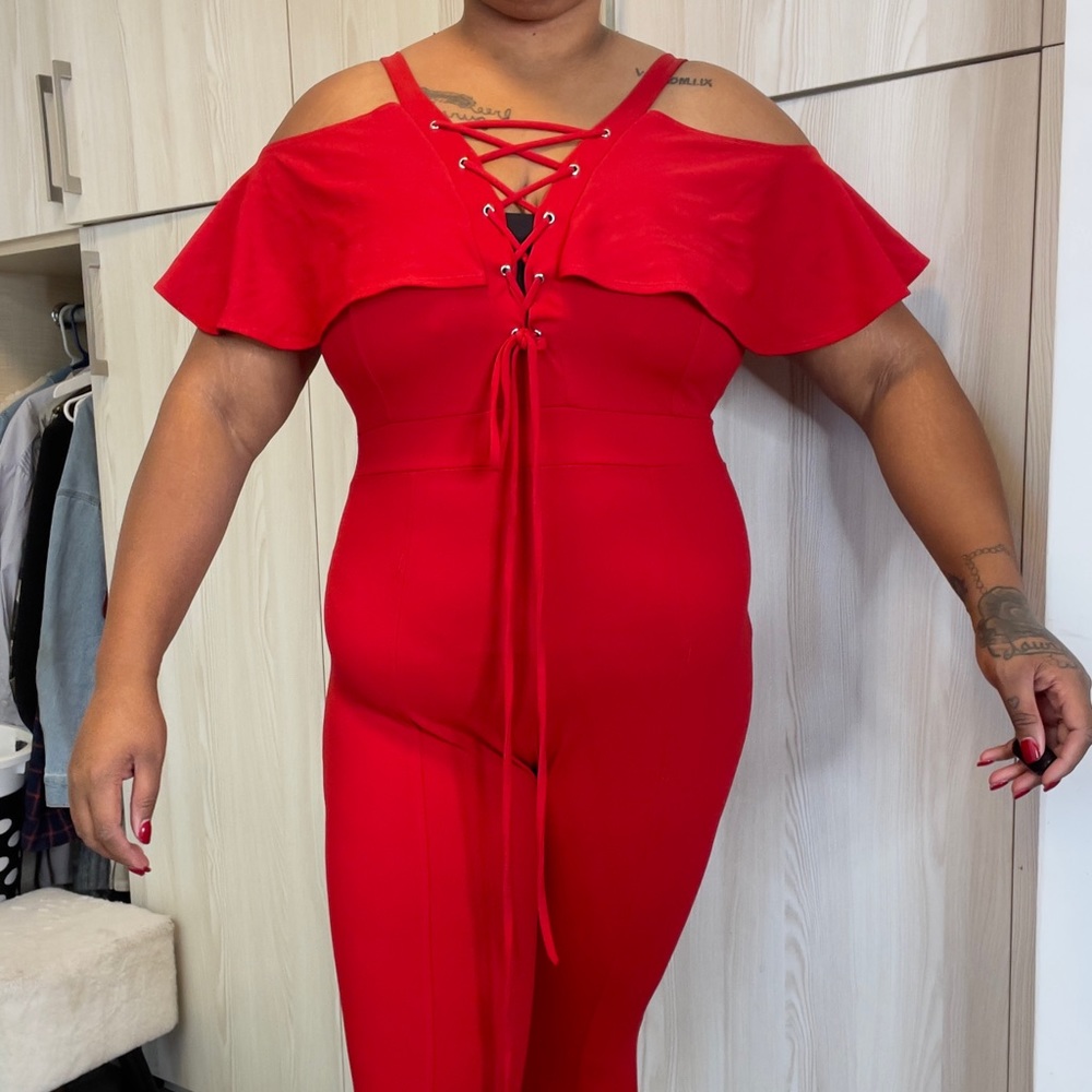 Red Ruffle Romper